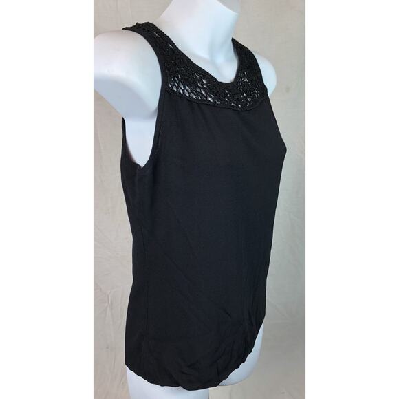 Vintage Sleeveless Knit Top L Blk Floral Crochet Tank whimsy Gothic Fairy - Picture 2 of 5